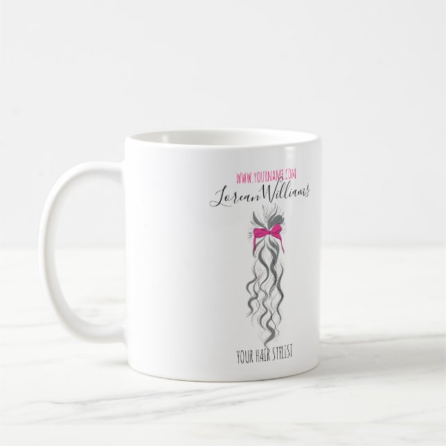 Mug Cute Rose Bow Gris et Blanc Braider Hair Style (Gauche)
