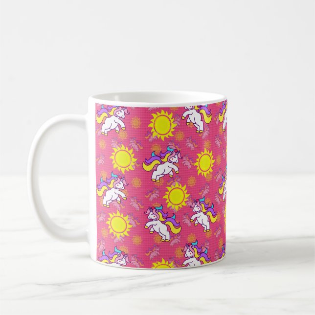 Mug Cute rose chaud Sunny Unicorn Design Motif (Gauche)
