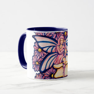 Mug Cute Rose Daisy Fairy Champignons d'art Fées