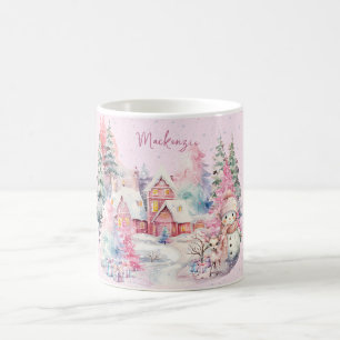 Mug Cute rose Snowman Winter Wonderland Custom