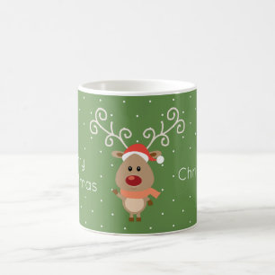 Mug Cute Rudolph, dessin de rennes à nez rouge