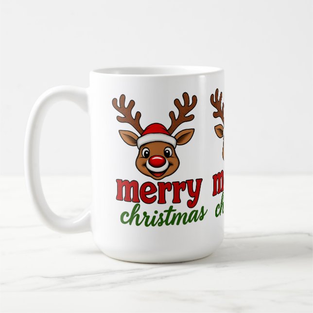 Mug Cute Rudolph Reindeer Merry Christmas (Gauche)