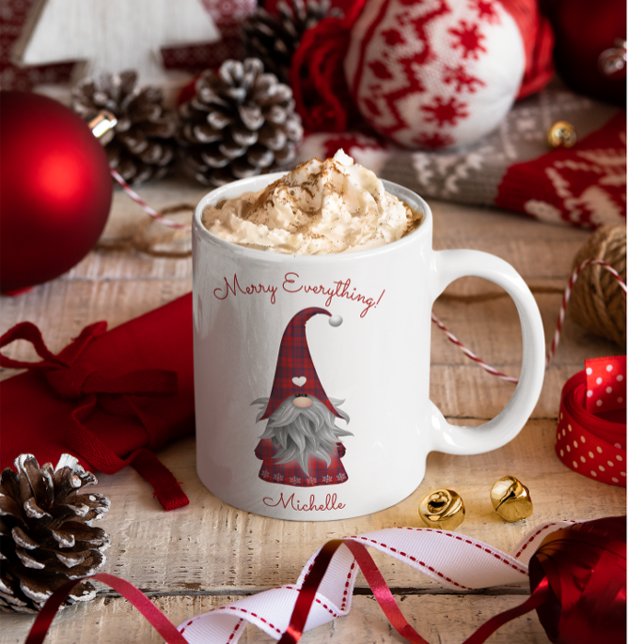 Mug Cute Rustique Personnalisé Noël Gnome Elf (Créateur téléchargé)