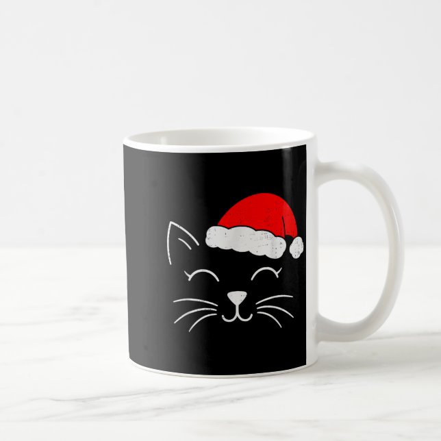 Mug Cute Santa Cat Face Christmas Meow Kitty Pet Cat L (Droite)