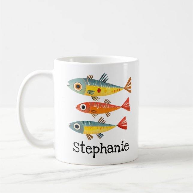 Mug Cute Sardines Nom personnalisé (Gauche)