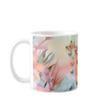 Cute Scottish Highland Cow & Wild Flowers Watercol