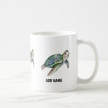 Cute Sea Turtle Watercolor Ocean Life Ajouter Nom