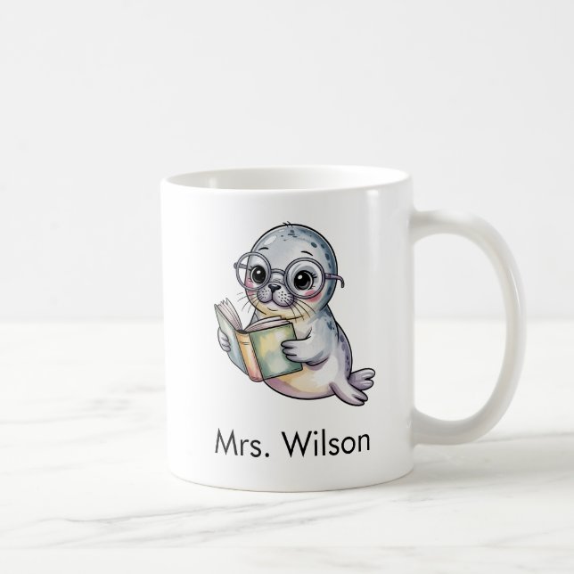 Mug Cute Seal Reading Book Custom (Droite)