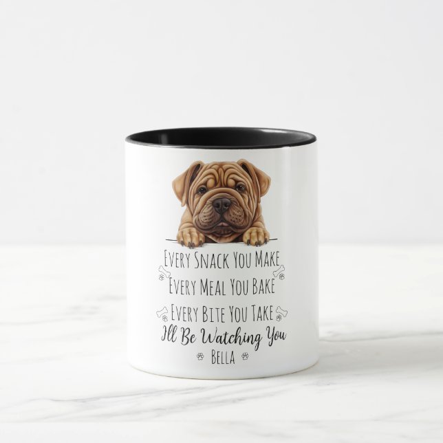 Mug Cute Shar Pei Chien drôle Personnalisé (Centre)