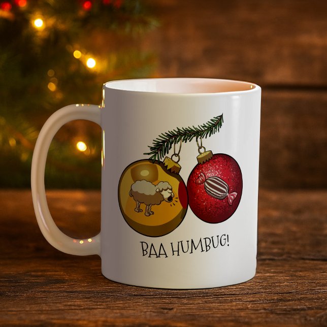 Mug Cute Sheep Baa Humbug! Christmas Scrooge Cartoon (Créateur téléchargé)