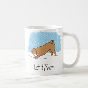 Mug Cute Shiba Inu Laisser Neige - Joyeux Fêtes De Ch