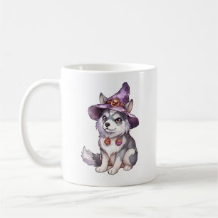 Mug Cute Siberian Husky Chien en Casquette sorcier