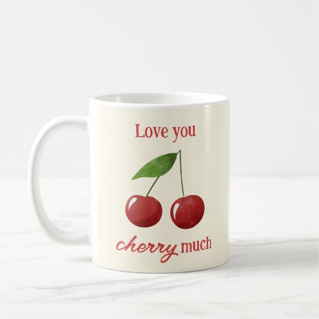 Mug Cute Simple Cherries Love Cherry Photo Valentines (Gauche)