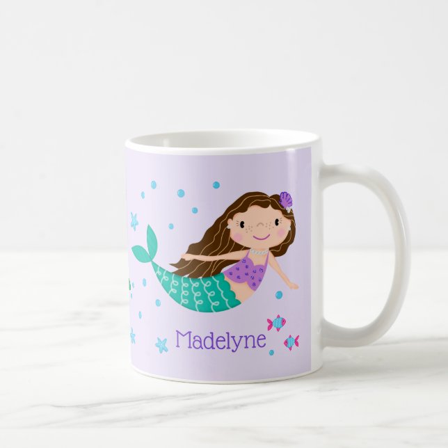 Mug Cute sirène violet personnalisé (Droite)