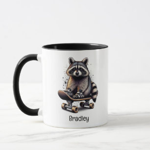 Mug Cute Skateboard Raccoon Amusant Animal Nature Art