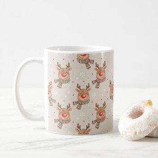 Mug Cute Smiling Reindeer Christmas Pattern