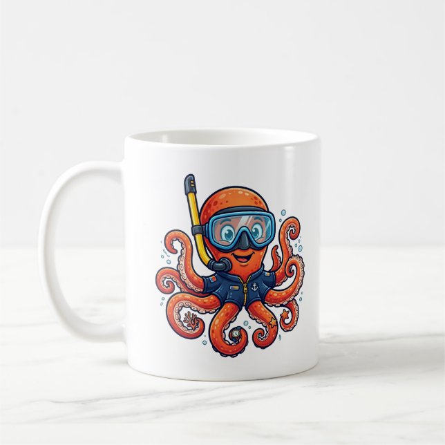 Mug Cute Snorkeling Octopus - Ocean Explorer (Gauche)