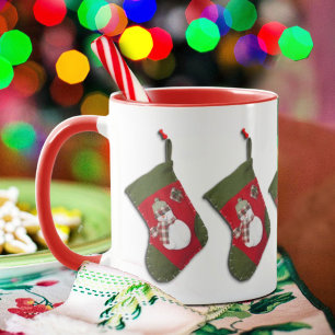 Mug Cute Snowman Plaid Scarf Stockage de Noël