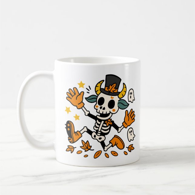 Mug Cute Spooky Skeleton Goat Classic Mug, 11 oz (Gauche)