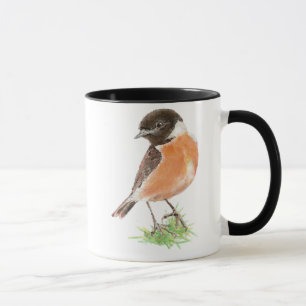 Mug Cute Stonechat, Aquarelle collection d'oiseaux
