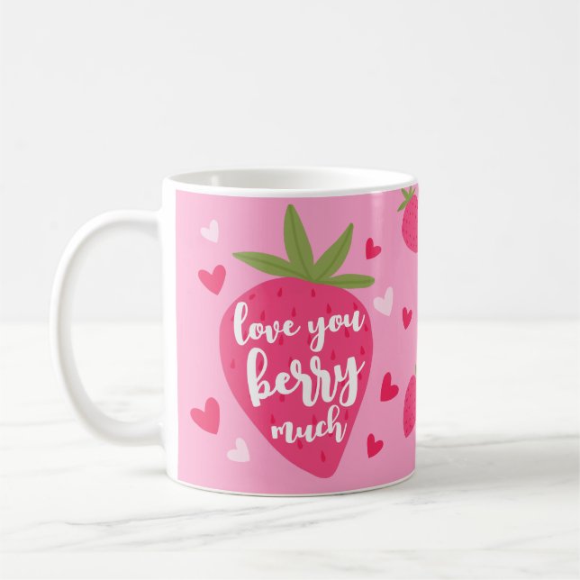 Mug Cute Strawberry Love Berry Hearts Photo Valentines (Gauche)