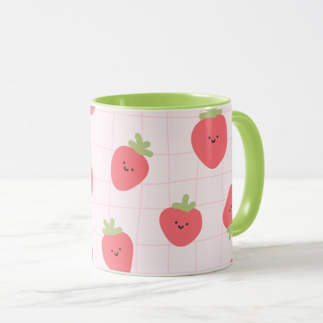 Mug Cute Strawberry Pattern – Kawaii Strawberry (Devant droit)