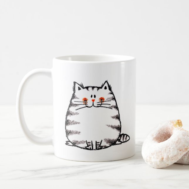 Mug Cute Tabby Cat - Kawaii kitty pour amoureux de les (Avec donut)