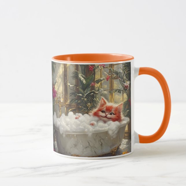 Mug Cute Tabby Cat Se Détendre Dans Une Luxueuse Salle (Droite)