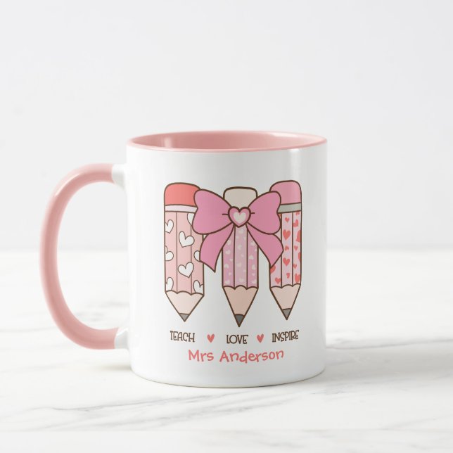 Mug Cute Teacher's Valentine Pencil Custom (Gauche)