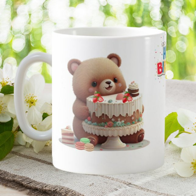 Mug Cute Teddy Bear Joyeux Anniversaire Personnalisé (Créateur téléchargé)