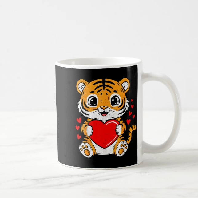 Mug Cute Tiger Holding Heart Kawaii Valentines Day Men (Droite)