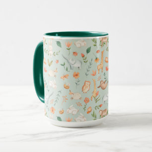 Mug Cute Turquoise bébé animal Pastel Motif
