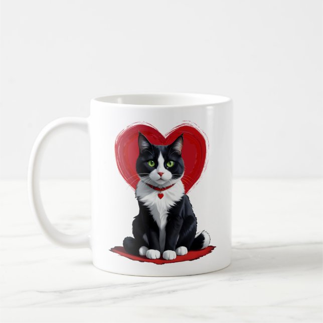 Mug Cute Tuxedo Chat Valentine's Day Amoureux des chat (Gauche)