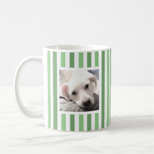 Mug Cute Two Photos Striped White et Sage Green