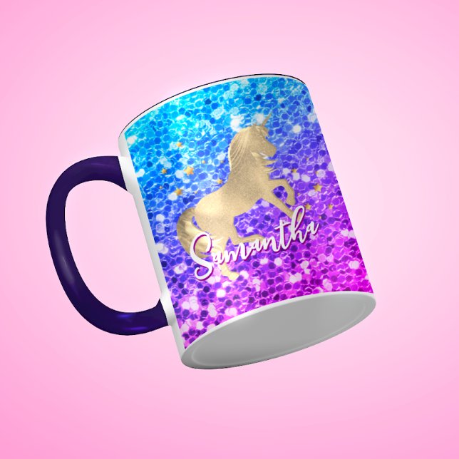 Mug Cute unicorn rose Parties scintillant arc-en-ciel  (Créateur téléchargé)