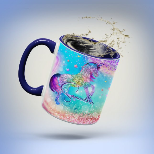 Mug Cute unicorn rose Parties scintillant arc-en-ciel  (Créateur téléchargé)