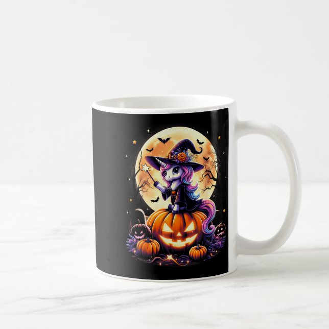 Mug Cute Unicorn Witch Pumpkin Halloween Shirts Girls  (Droite)
