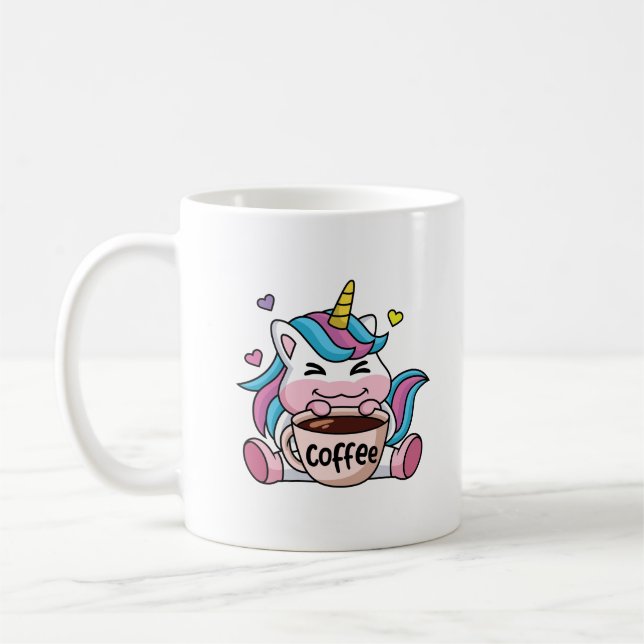 Mug Cute Unicorne avec café (Gauche)
