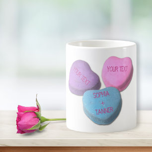 Mug Cute Valentine Candy Heart Texte et noms personnal