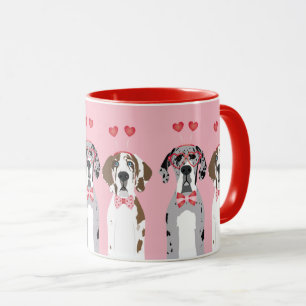 Mug Cute Valentine Great Dane Dogs Rose Red