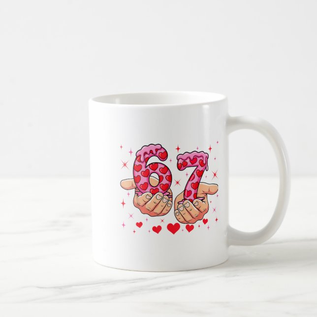 Mug Cute Valentines Day 67 Hearts Funny Six Seven Meme (Droite)