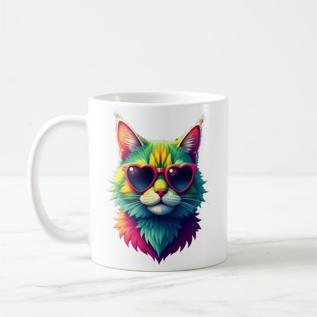 Mug Cute Valentines Day Chat Coeur Lunettes de soleil  (Gauche)