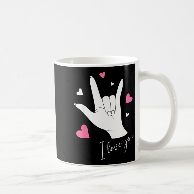 Mug Cute Valentines Day Hearts I Love You Hand Sign La (Droite)