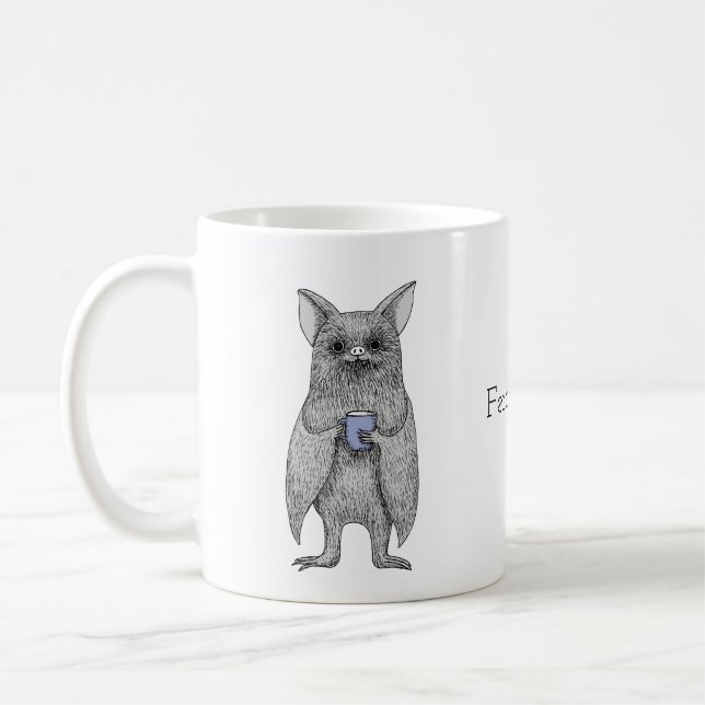 Mug Cute Vampire Bat avec café Funny nom personnalisé (Gauche)