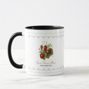 Mug Cute Vintage fraise Variétés Ajouter Votre Nom