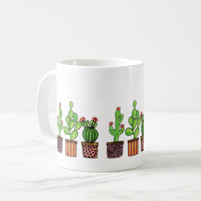 Mug Cute Watercolor Cactus (Devant gauche)
