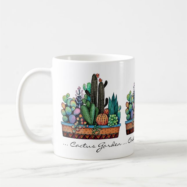 Mug Cute Watercolor Cactus Garden (Gauche)