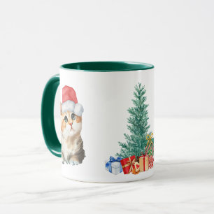 Mug Cute Watercolor chaton chaton Père Noël fête de No