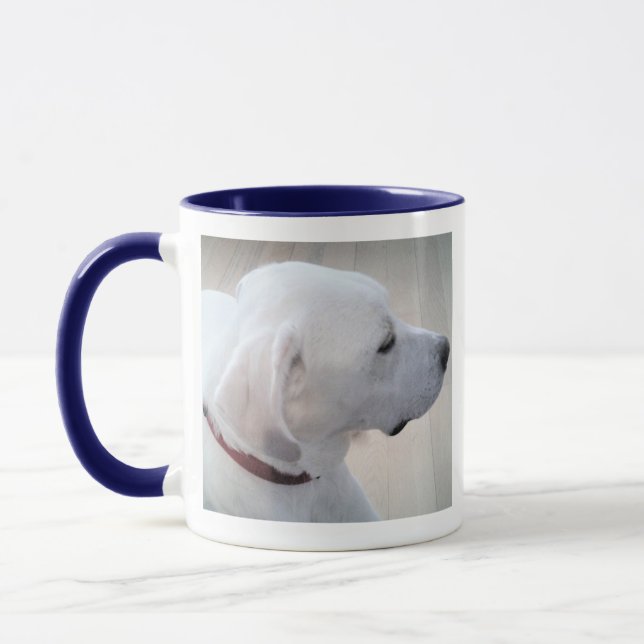 Mug Cute White Labrador Chien Profil Fier Papa Bleu (Gauche)
