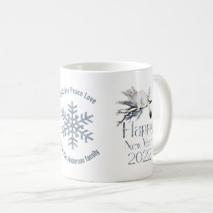 Mug Cute White Stoat Sur Une Branche, Bonne Année 2022